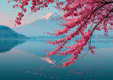 Mount Fuji with Cherry Blossoms