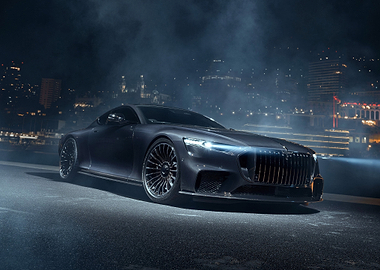 Luxury Car at Night Cityscape