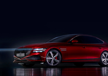 Red Genesis G80 Sedan