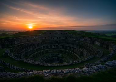 Ancient Amphitheater at Sunset
