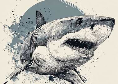 Aggressive Shark Illustration