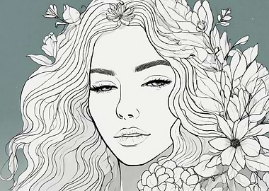 Woman with Flowers in Hair