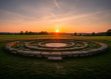 Stone Labyrinth at Sunset