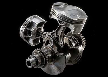 V Twin Engine Piston and Crankshaft (Ducati Superquadro, V-Twin, L-Twin)