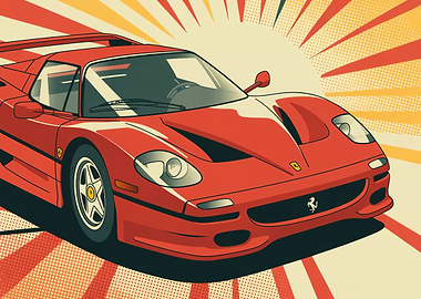 Red Supercar Pop Art