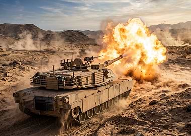 Tank Firing in Desert