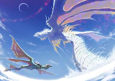 Two Dragons Flying in the Sky