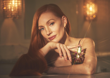 Jessica Chastain Posing with Sparkle Effect