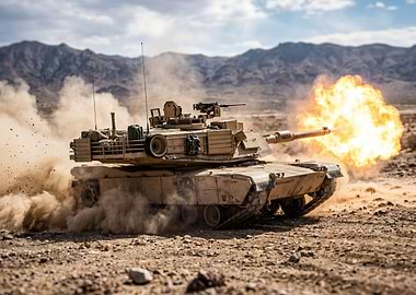 Tank Firing in Desert