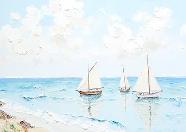 Sailboats on a Blue Ocean