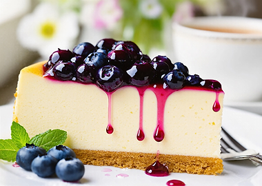 Slice of Blueberry Cheesecake