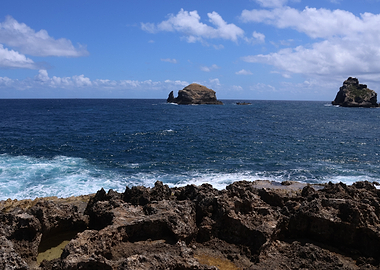 Rocky Coastline with Ocean and Islands