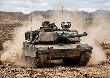 Tank in Desert Terrain