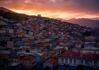 Colorful Cityscape at Sunset