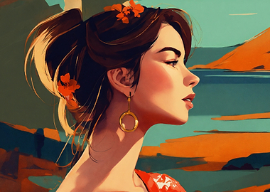 Woman with Flowers in Hair