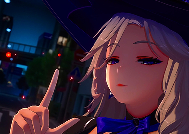 Anime Witch in City at Night