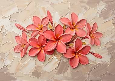 Textured Pink Plumeria Flowers Painting