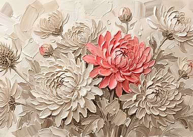 Textured Coral Chrysanthemum