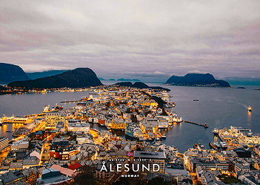 Ålesund Norway Cityscape at Dusk
