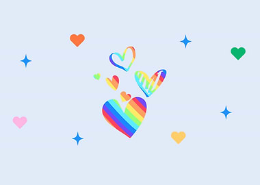 Rainbow Hearts and Stars Background pride