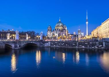 Berlin Cathedral and TV Tower at Dusk