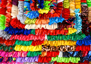Vibrant Ruffled Fabric Collage