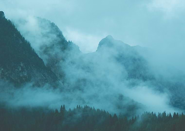 Misty Mountain Forest Landscape