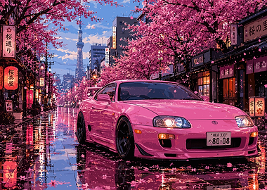 Pink Supra in Cherry Blossom Street