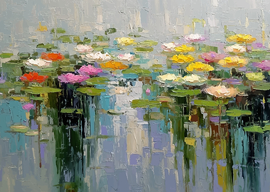 Impressionist Water Lilies Painting