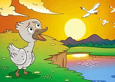 Sad Goose Looks at Flying Geese