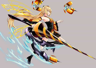 Anime Girl with Bee-Themed Weapon