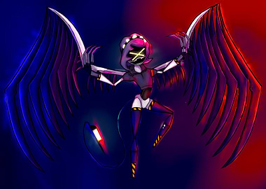 Demon Robot with Wings
