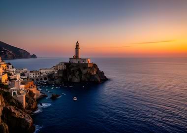 Coastal Lighthouse at Sunset