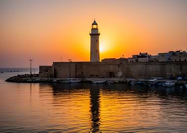Lighthouse at Sunset Reflection