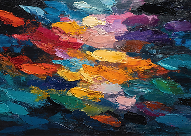 Abstract Oil Painting with Vibrant Colors