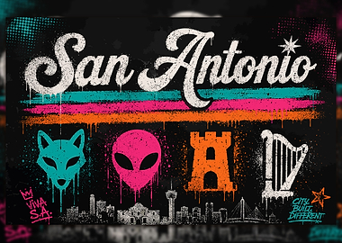Streetwear San Antonio Cityscape with Icons