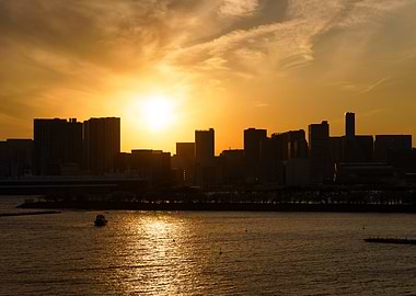 Tokyo Cityscape at Sunset Over Water