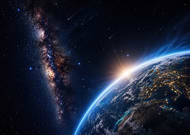 Earth and Milky Way Galaxy