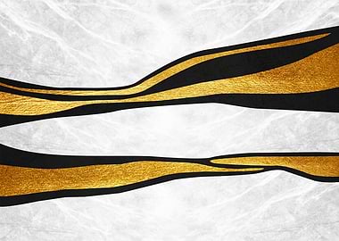 Abstract Gold and Black Waves on Textured Background