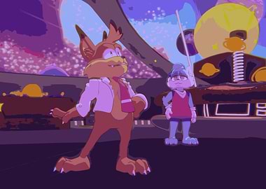 Bubsy4D characters in a futuristic setting