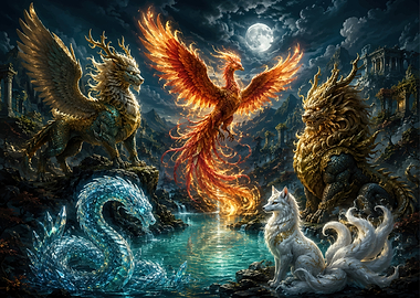 Mythical Creatures in a Mystical Landscape