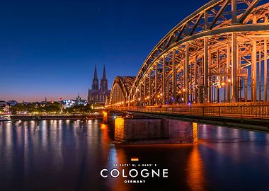 Cologne Cathedral and Bridge at Night
