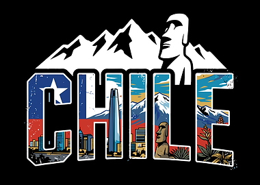 Chile Text Art with Landmarks