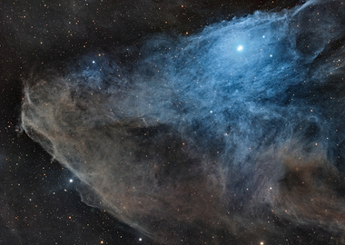 The Blue Horsehead - Cosmic Nebula with Bright Star