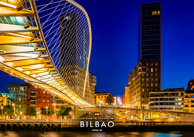Bilbao cityscape at night