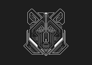 Cyberpunk Wolf Head Circuit Board