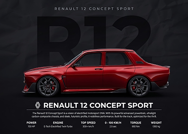 sleek Renault 12 Concept Sport Car side view poster