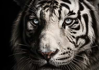 Close-up of a White Tiger's Face