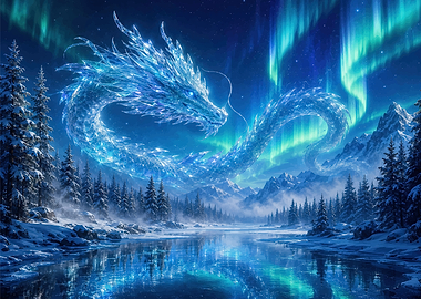 Ice Dragon Aurora Winter Landscape