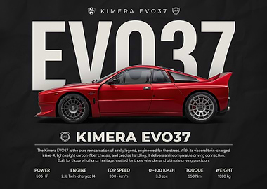 A striking Kimera EVO37 Red Sports Car poster